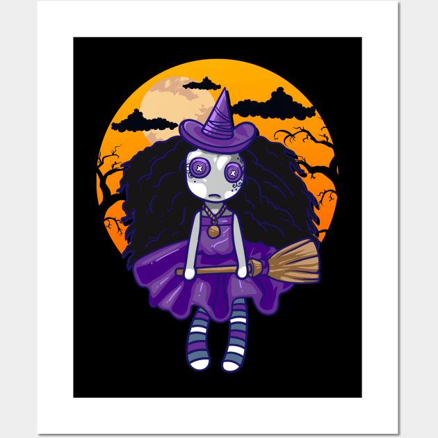 Halloween Witch Voodoo Doll Wall Art by E